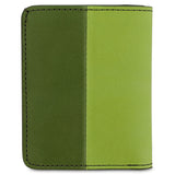 Escuyer clorofilla and lime slim wallet showing vertical colour-block split and slim profile