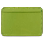 Slim clorofilla leather cardholder by Escuyer, showing hand painted edges and card slots