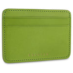 Interior view of Escuyer clorofilla leather cardholder — centre bill section and card pockets