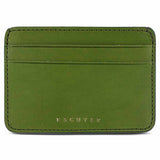 Escuyer jungle green leather cardholder — handmade vegetable tanned leather card case, front view