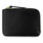 Escuyer black zip wallet showing zip closure and hand painted edges
