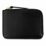 Escuyer black zip wallet showing zip closure and hand painted edges