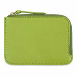 Escuyer clorofilla zip wallet showing zip closure and hand painted edges