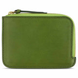 Escuyer jungle green leather zip wallet — Italian veg-tanned leather, closed front view