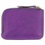 Escuyer violet zip wallet showing zip closure and hand painted edges