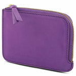 Escuyer violet zip wallet open — interior card sleeve and cash compartment
