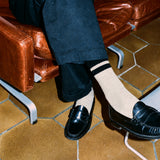 Men Cashmere Striped Socks - Ecru / Black