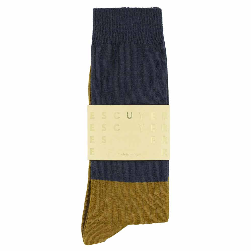 Men Colour Block Socks Navy / Cumin - Escuyer