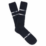 One-of-a-kind men's indigo dyed crew socks, hand-dyed, made in Portugal by Escuyer