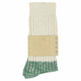 Escuyer ecru and green colour-blocked crew socks, made in Portugal