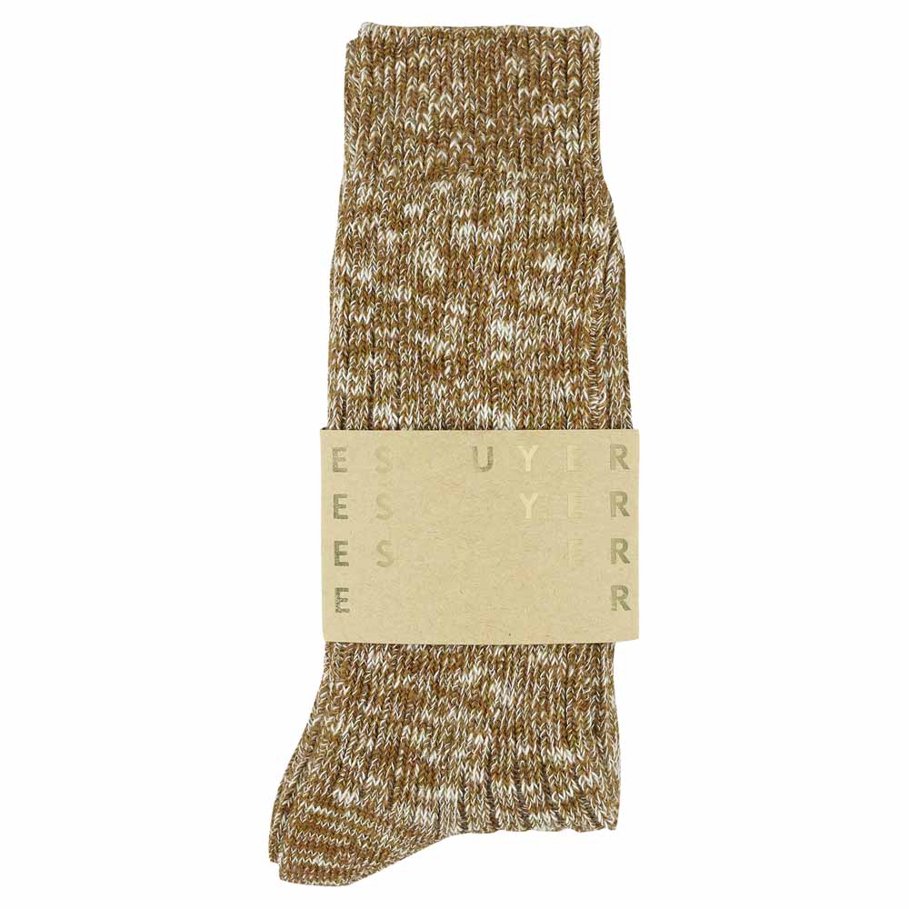 Escuyer brown melange socks, crew length, made in Portugal