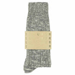 Escuyer light grey melange socks, crew length, made in Portugal