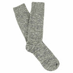 Light grey melange crew socks by Escuyer, slub-knit combed cotton