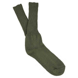 Men's ribbed crew socks in khaki, slub cotton, made in Portugal by Escuyer