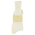 Men's ribbed crew socks in off white, slub cotton, made in Portugal by Escuyer