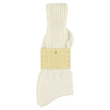 Men's ribbed crew socks in off white, slub cotton, made in Portugal by Escuyer