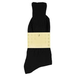 Men's ribbed crew socks in black, slub cotton, made in Portugal by Escuyer