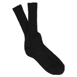 Men's ribbed crew socks in black, slub cotton, made in Portugal by Escuyer