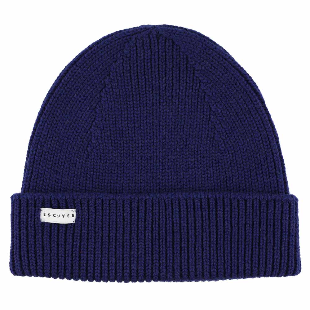 Bold blue ribbed merino wool beanie by Escuyer