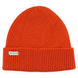 Bold orange ribbed merino wool beanie by Escuyer