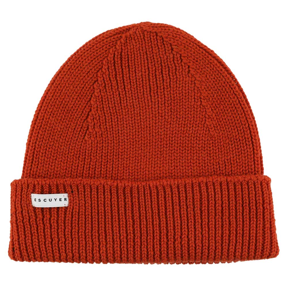 Orange ribbed merino wool beanie by Escuyer