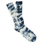 One-of-a-kind men's tie dye crew socks in off white and graphite, hand-dyed, made in Portugal by Escuyer