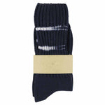 One-of-a-kind women's indigo dyed crew socks, hand-dyed, made in Portugal by Escuyer