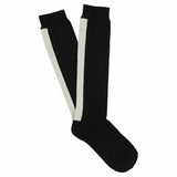 Women's black and ecru knee high socks by Escuyer, made in Portugal
