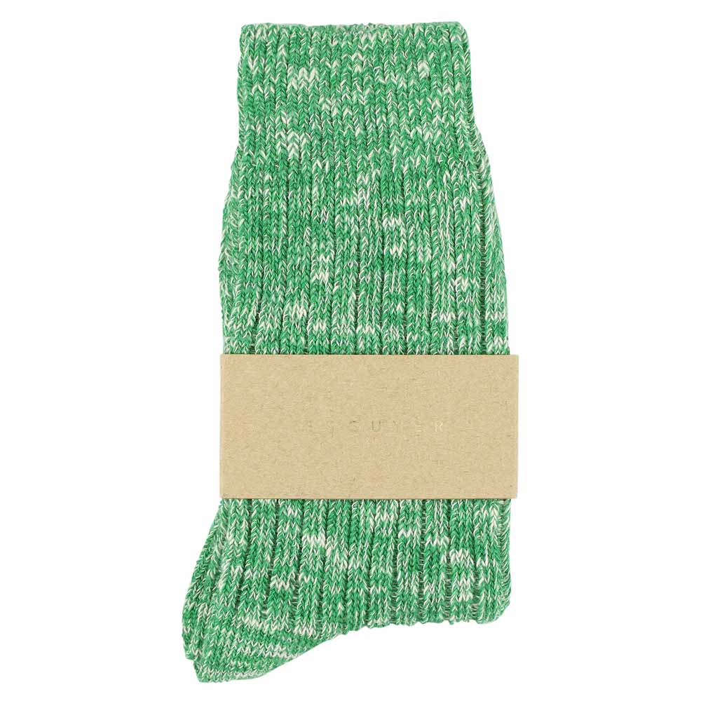 Escuyer women's bright green melange socks, crew length, made in Portugal
