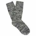 Women's flamé blue melange crew socks by Escuyer, slub-knit combed cotton, made in Portugal