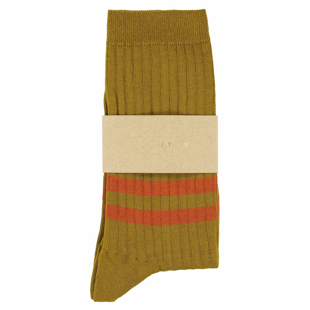 Women's Striped Socks Bronze & Yellow — Italian Cotton, Made in Portugal — Escuyer