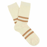 Women's Striped Socks Ecru & Pink — Italian Cotton, Made in Portugal — Escuyer