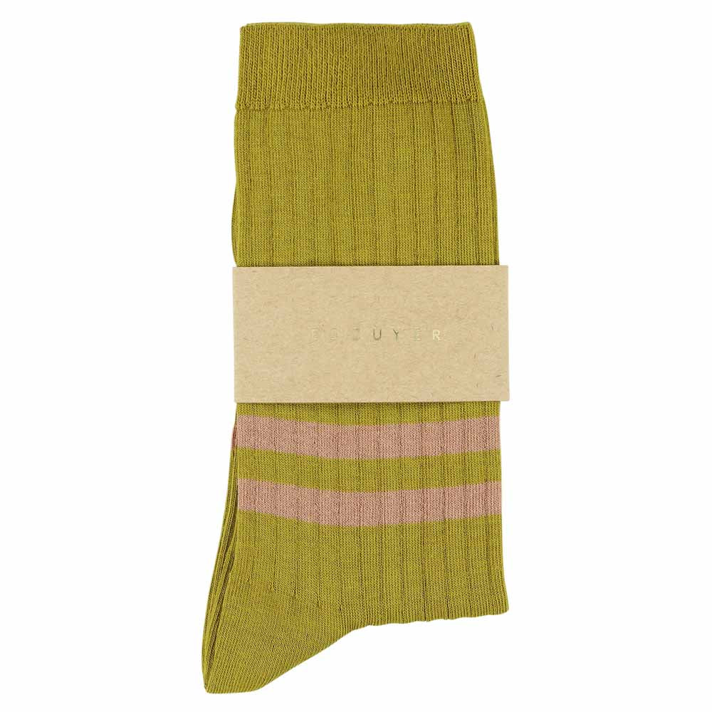Women's Striped Socks Mustard & Pink — Italian Cotton, Made in Portugal — Escuyer