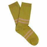 Women's Striped Socks Mustard & Pink — Italian Cotton, Made in Portugal — Escuyer
