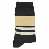 Women's Striped Socks Off Black & Ecru — Italian Cotton, Made in Portugal — Escuyer