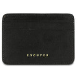 Escuyer black leather cardholder — handmade vegetable tanned leather card case, front view