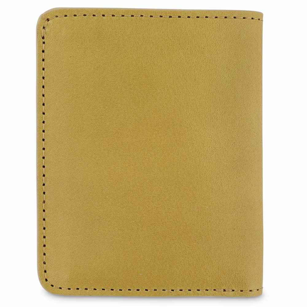 Escuyer desert slim wallet showing slim profile and hand painted edges