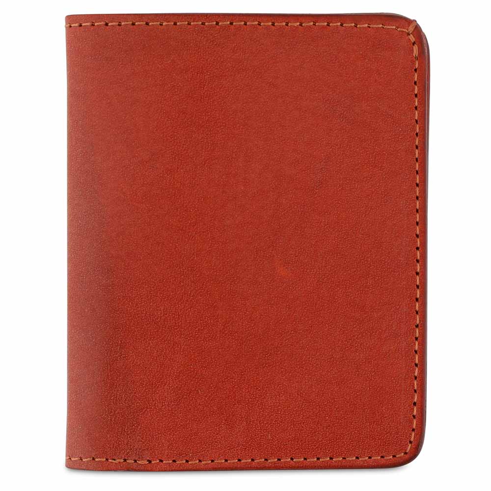 Escuyer orange slim leather wallet — Italian vegetable tanned leather, front view