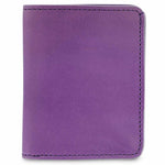 Escuyer violet slim wallet showing slim profile and hand painted edges