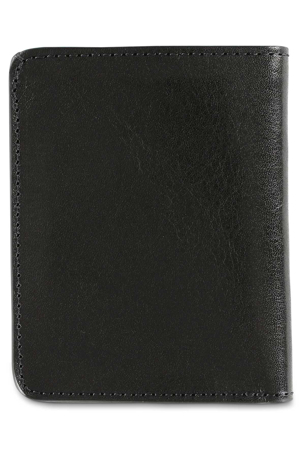 Escuyer black slim leather wallet closed — slim profile for front pocket carry