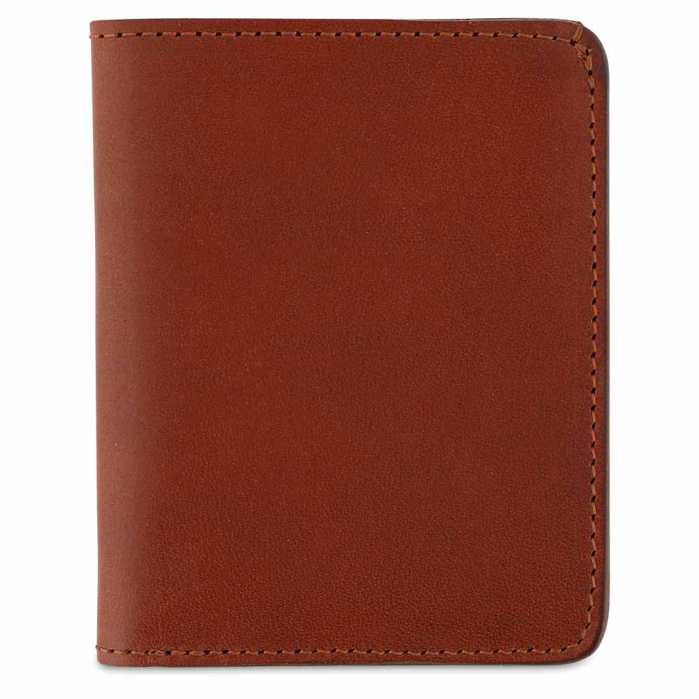 Escuyer cognac slim leather wallet — Italian vegetable tanned leather, front view