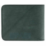 Escuyer green and cognac billfold wallet — detail showing exterior green leather and cognac interior contrast