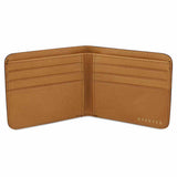 Escuyer khaki and natural billfold wallet open — natural leather interior with 6 card slots and 2 receipt pockets