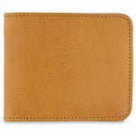 Escuyer mustard and natural billfold wallet showing exterior and hand painted edges